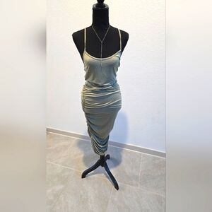 Elegant Olive Green Ruched Dress